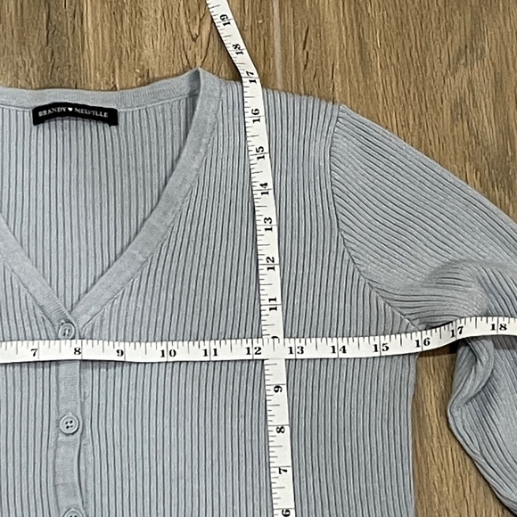 Brandy Melville Cardigan Button Up Sweater Baby Blue Gray John Galt Crop Vintage - Picture 7 of 11